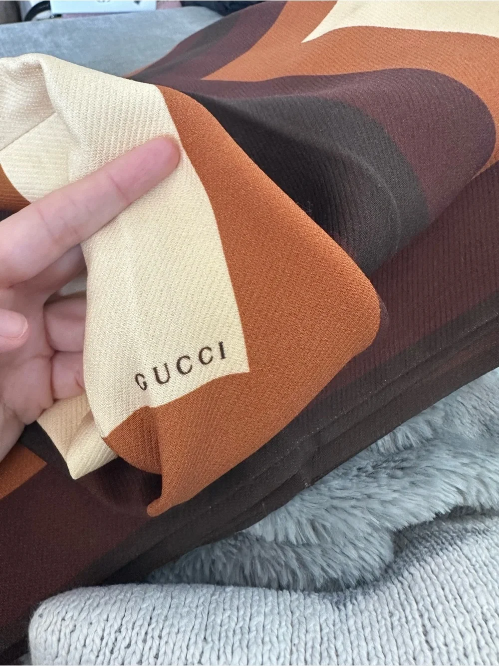 Gucci Men’s Brown and Tan Geometric Wide-Leg Trousers